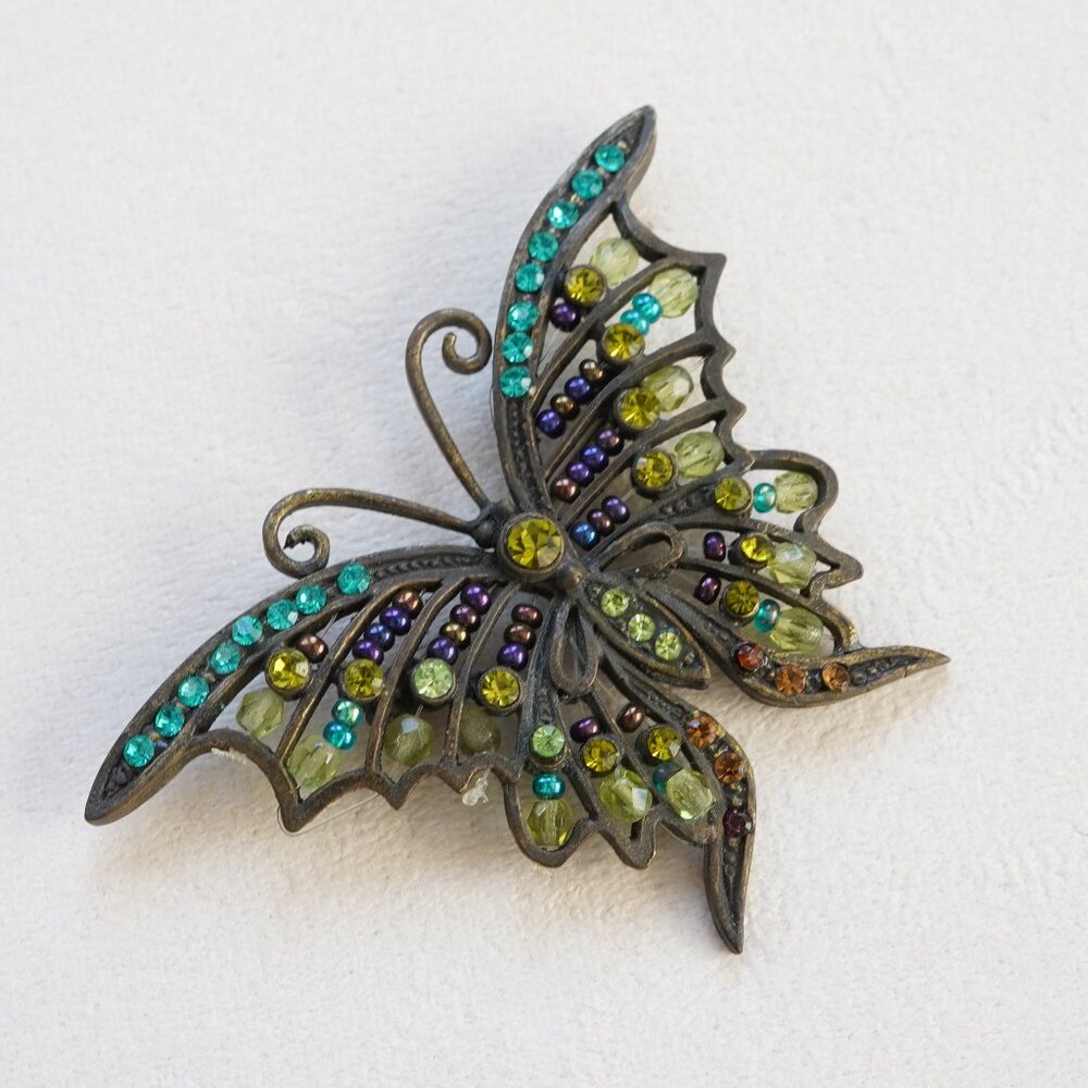 Vintage Beaded Butterfly Brooch